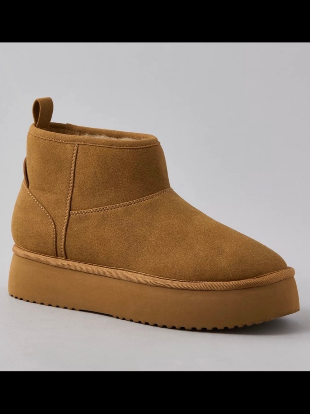 🥾American Eagle Hangout Women’s Tan Faux Suede/Wool Platform Ankle Boots Size 10